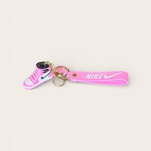 Nike Pink and White Sneaker Keychain Wristlet